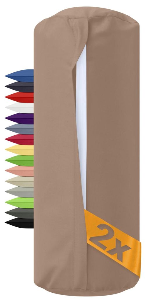 2er-Set Nackenrollenbezüge 40 x 15 cm, 100 % Baumwolle, 1600.2330, 40 x 15 cm, sandfarben