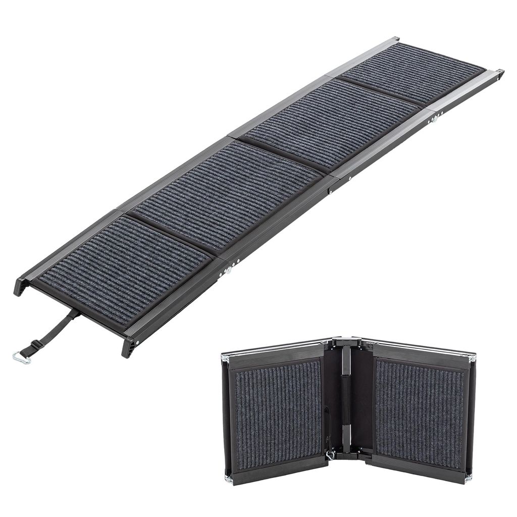 Hunderampe Klappbar 180 cm Hundetreppe Auto Faltbare Kunststoff Hundeautorampe Hunde Auffahrrampe Kofferraum Einstiegshilfe Haustiertreppe bis 110KG