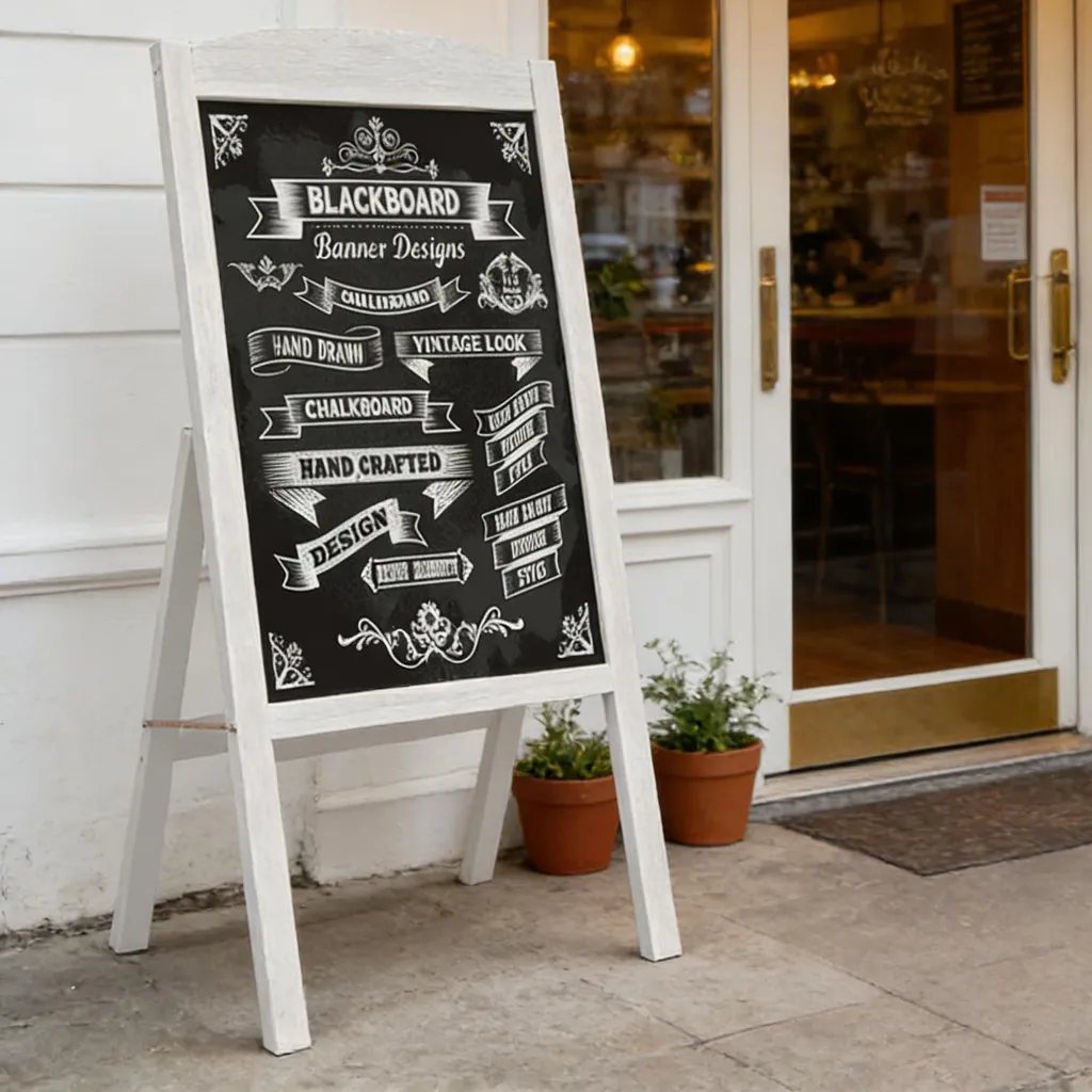 Chevalet Publicitaire Magnétique Anti-Vent en Bois Gris pour Signalétique