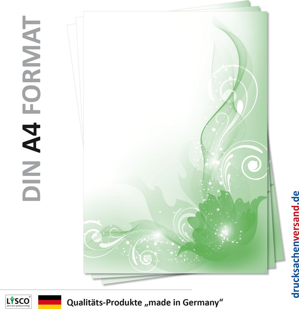 Motiv Briefpapier (MPA-5146, DIN A4, 100 Blatt) grün Blumen Ornamente Muster grünes farbiges Motivpapier