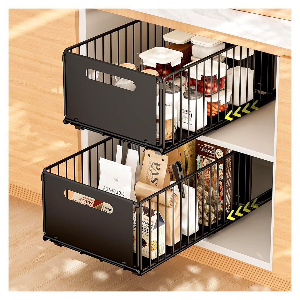 Teleskopschublade,Faltbarer Ausziehbarer Schrank Küche Metall Ausziehbare Schubladen-Regalaufbewahrung Kein Bohren Pull Out Cabinet organizer für...