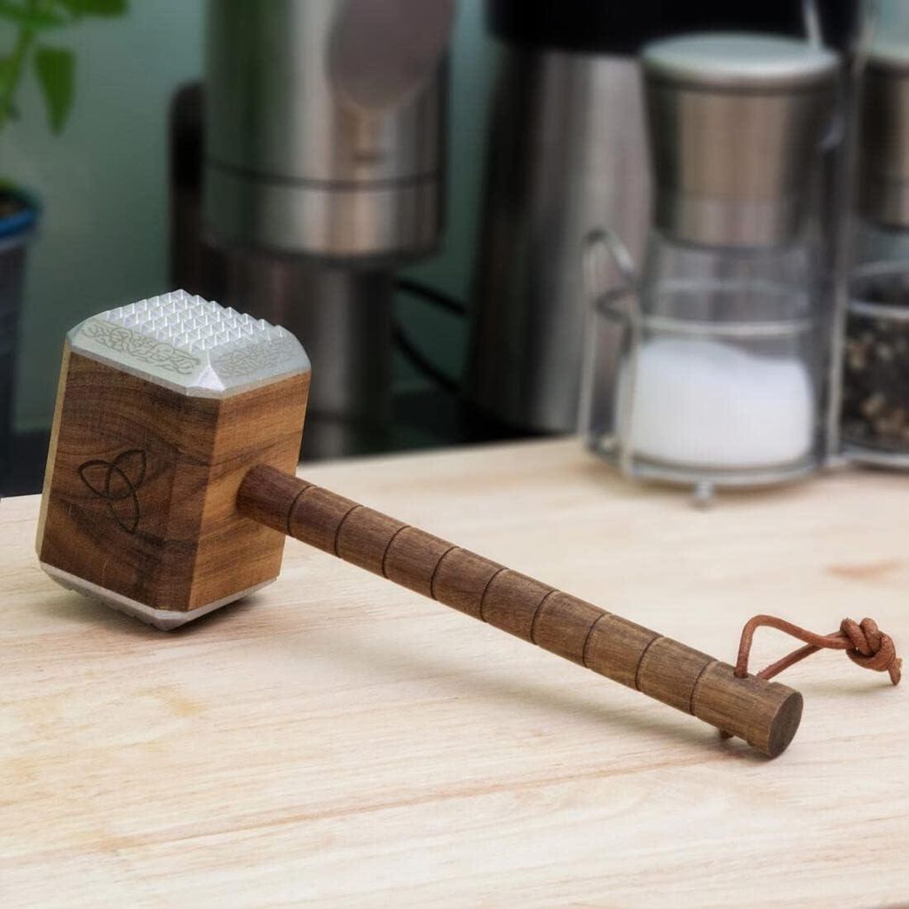 Mjölnir Fleischhammer - Akazienholz - Aluminiumkappen - Runenverzierung
