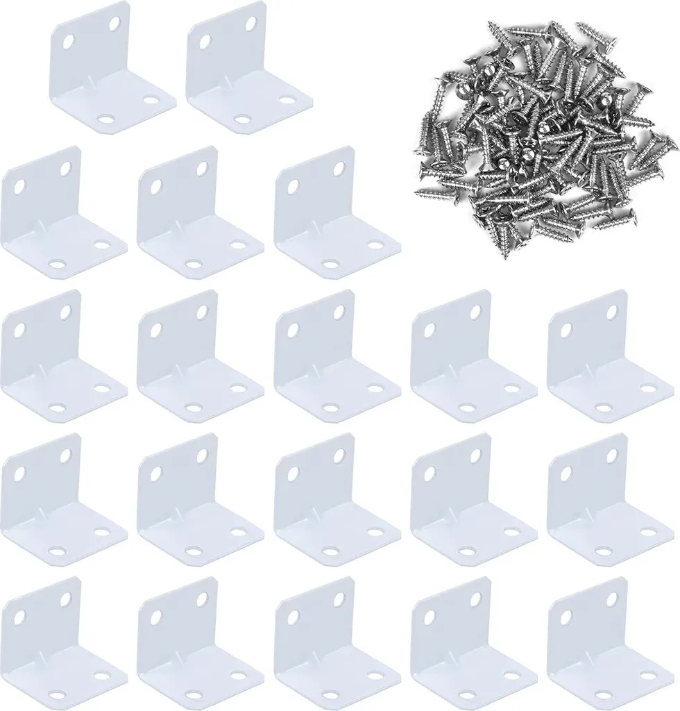 Connecteur d'Angle en Acier Inox Blanc 90° Anti-Corrosion avec 120 Vis