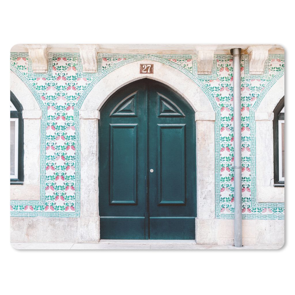 MuchoWow Mauspad Mousepad Tür - Holz - Grün - Haus 40x30 cm - Mousepads - Maus Mat - Pad - Mausunterlage - Anti Rutsch