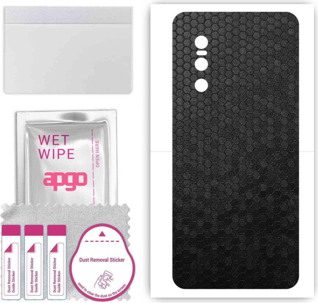 apgo Rückseite Schutzfolie, Skin, kompatibel mit vivo X27, Hinten Displayschutzfolie aus Vinylfolie, kratzfest, einfache Montage - Schwarze Honigwabe