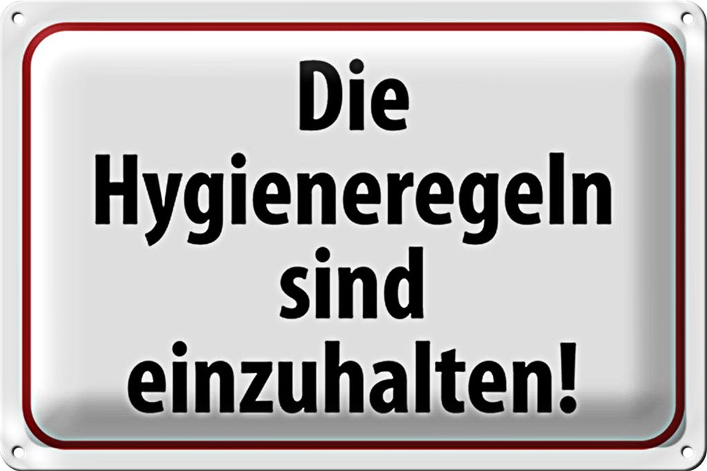 Blechschild Hinweis 18x12cm Hygieneregeln sind einzuhalten