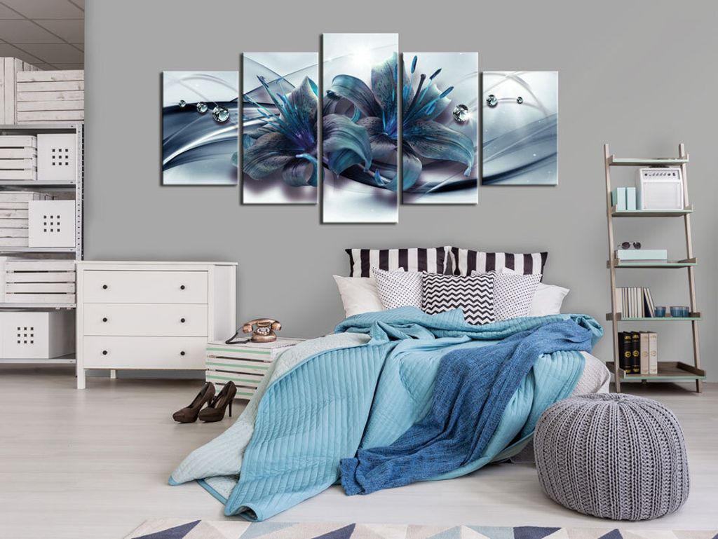 Akustikbild Blumen Lilien 200x100 cm Bilder Akustikschaum Hochleistungsschallabsorber Schallschutz Leinwand 5 tlg Wandbild Raumakustik Schalldämmu...