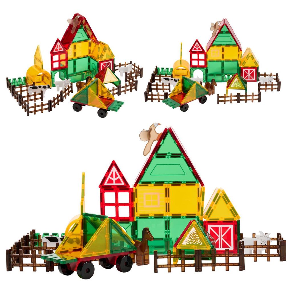 Fits4Kids Magnetische Bausteine – 76 Teile - Kreatives Spielzeug für Kinder – Perfekt für Bildung und Spaß – Magnetic tiles - Bauernhof-Ed...