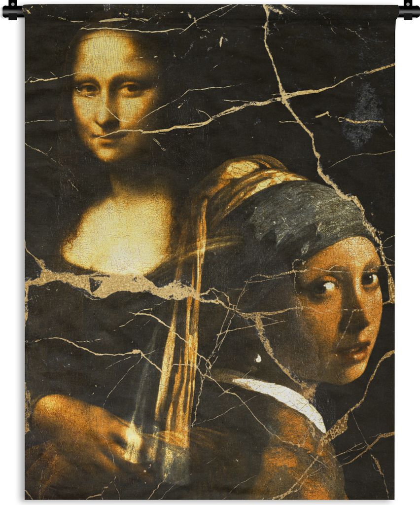 MuchoWow Wandteppich Wandbehang Alte Meister - Malerei - Collage 150x200 cm Tapisserie Dekoration Wandtuch - Wandaufhängung - Moderner