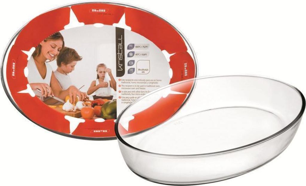 Ovale Auflaufform aus Glas 40x27x6,5cm