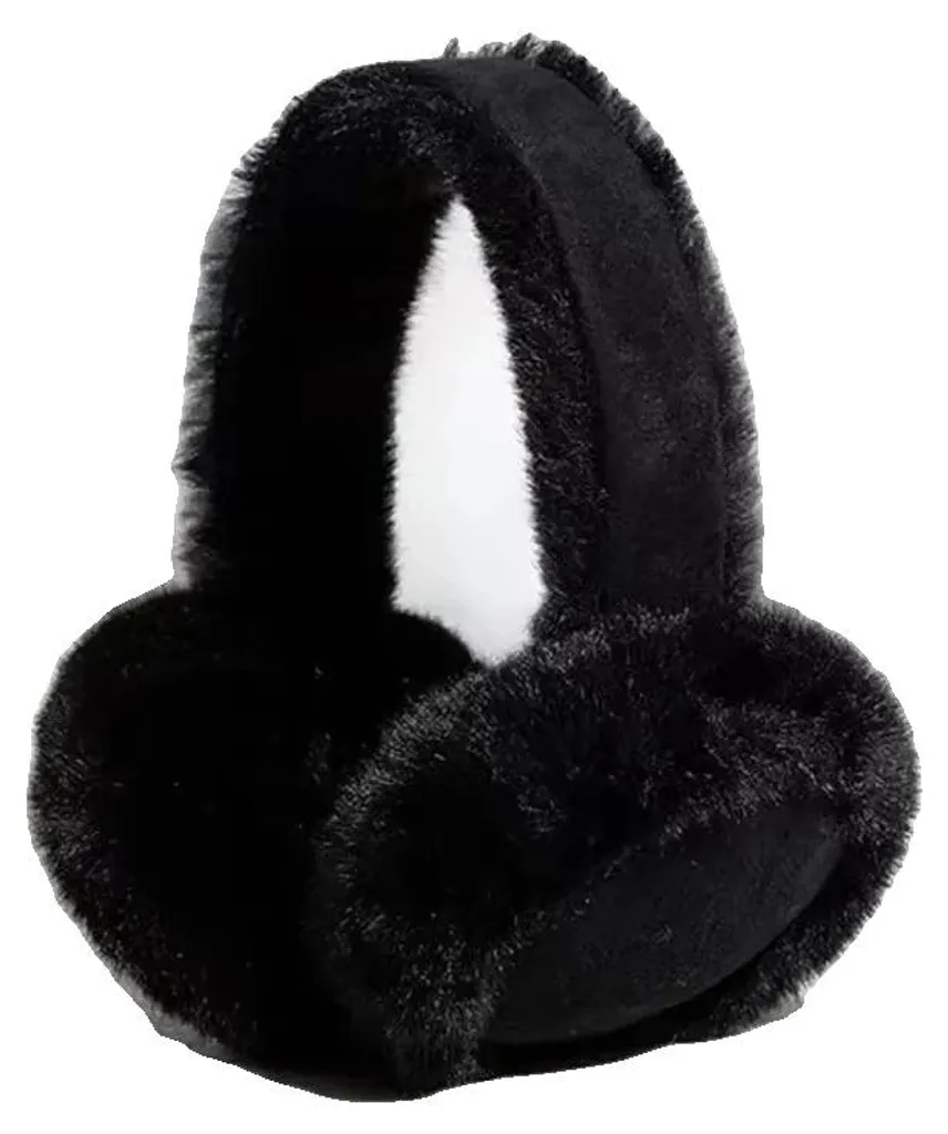 Protection auditive hivernale en fourrure noire - Cache-oreilles chaud