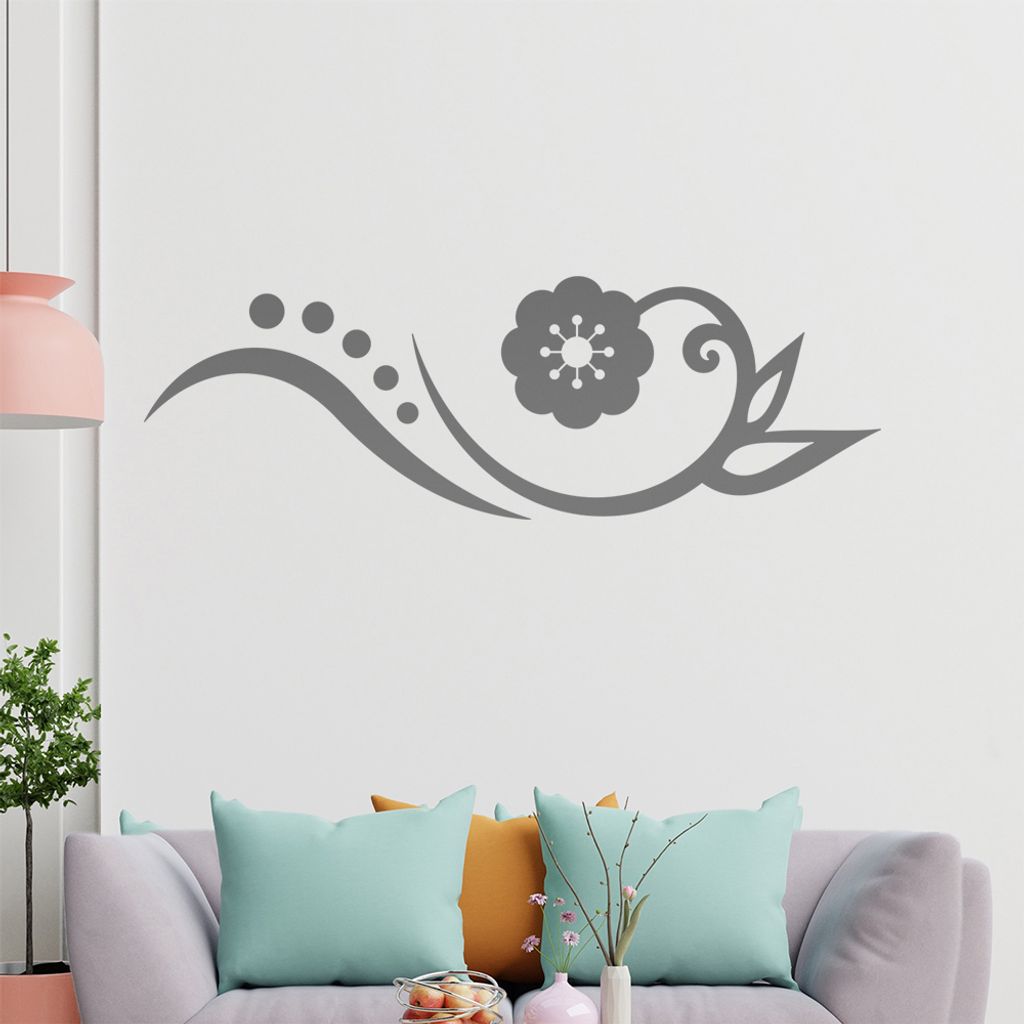 Blume - Linien Punkte Wandtattoo in 6 Größen - Wandaufkleber Wall Sticker - Dekoration, Küche, Wohnzimmer, Schlafzimmer, Badezimmer