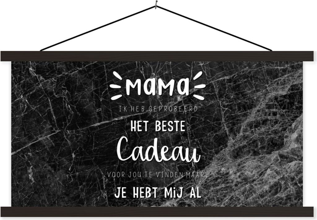 MuchoWow Textilposter Sprüche - Zitate Mama Du hast mich schon - Geschenk zum Muttertag - Schwarz und Weiß 150x75 cm mit schwarzem Rahmen - Pos...