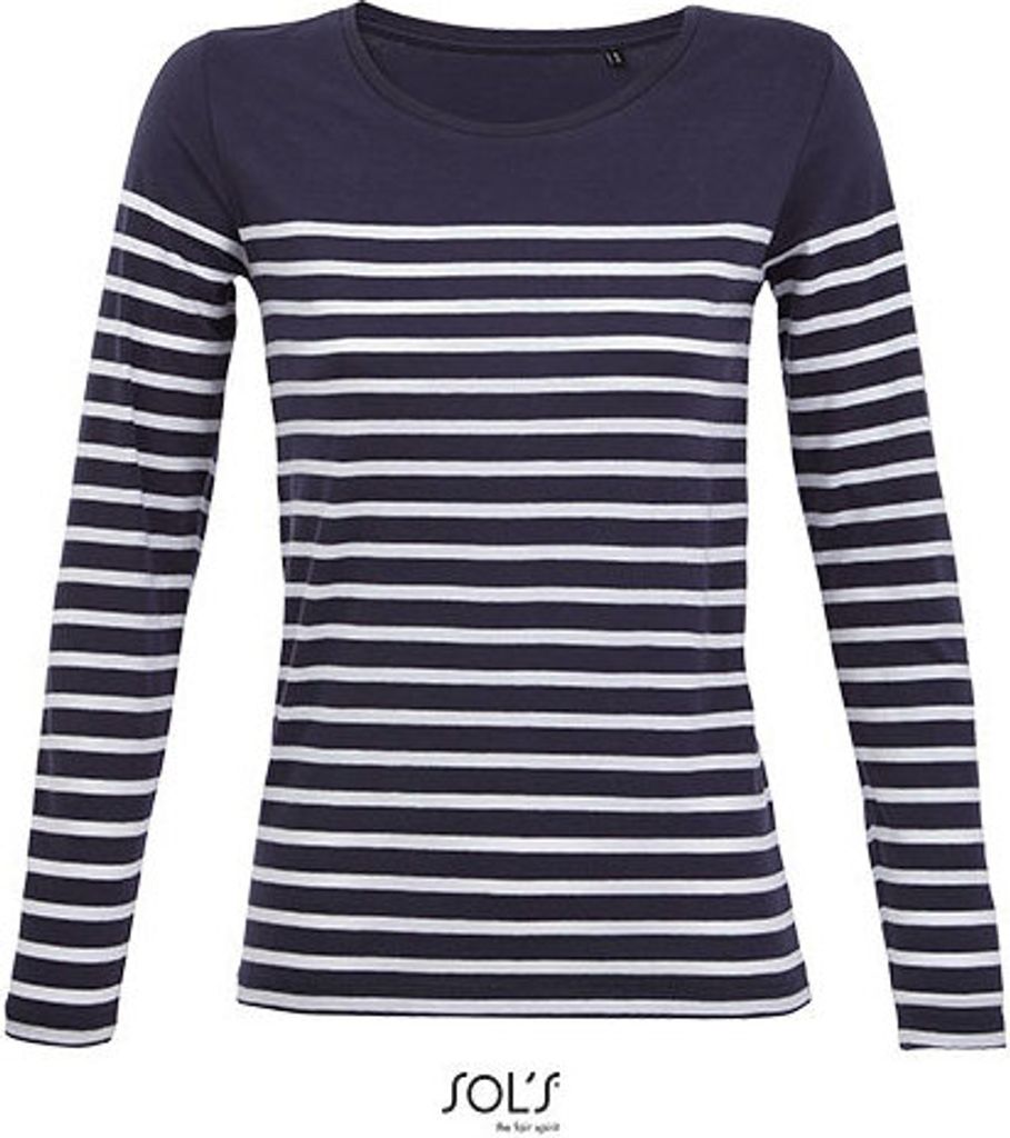 SOLS WomenŽs Long Sleeve Striped T-Shirt Matelot Produktbild 