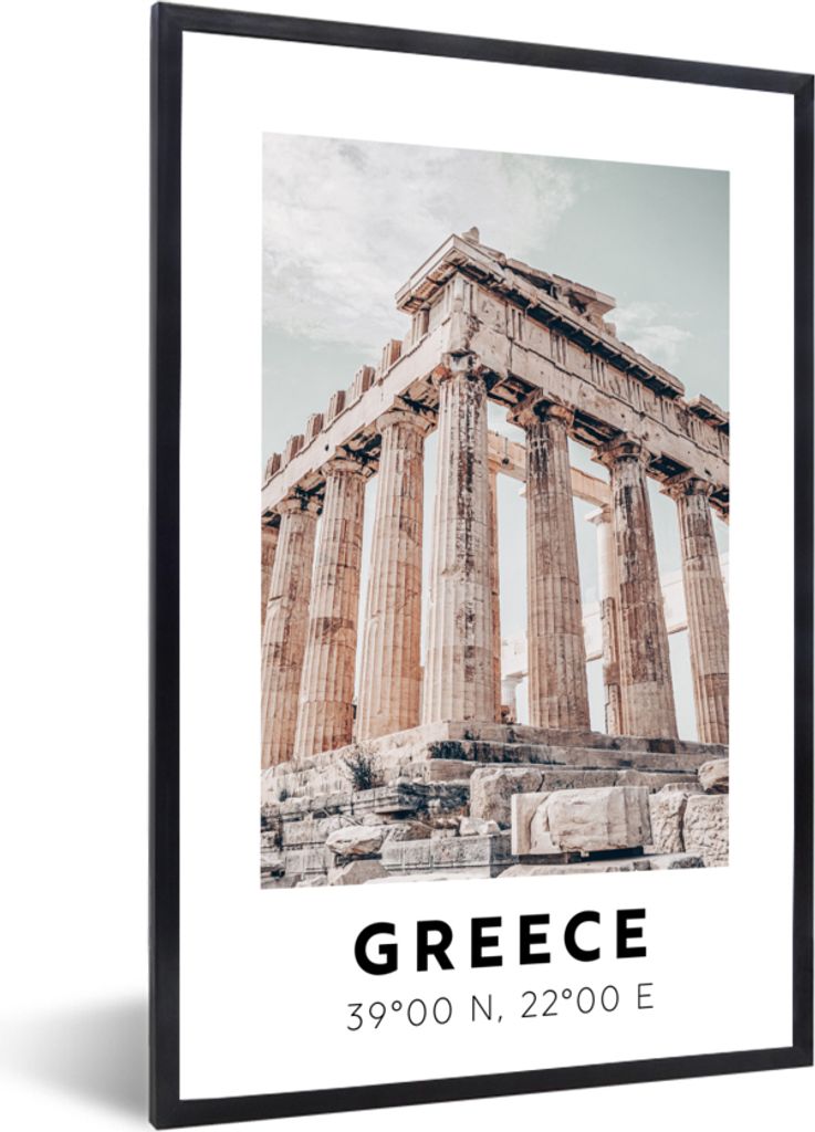 MuchoWow Gerahmtes Poster Griechenland - Athen - Parthenon 60x90 cm - Poster mit Schwarzem Bilderrahmen Wandposter Rahmen Foto Bilder - Kunst