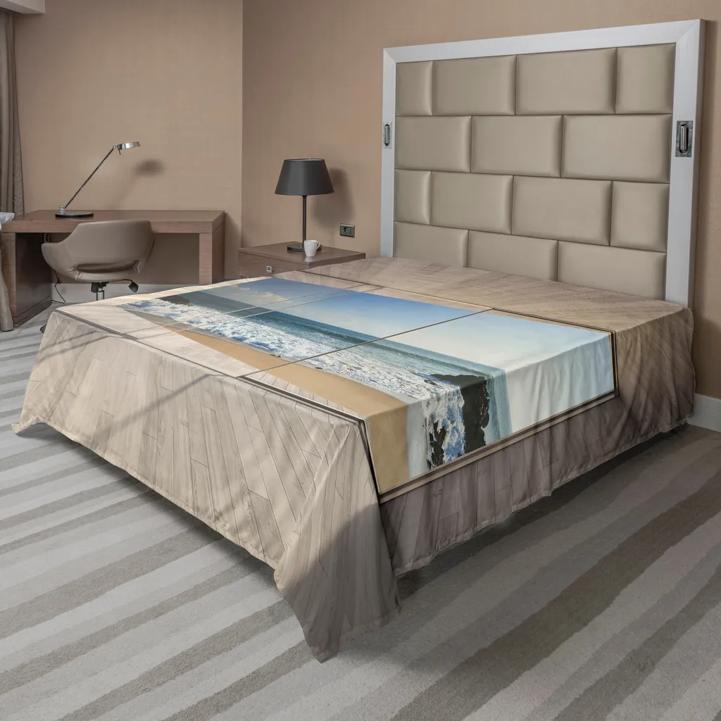 Lenzuolo Sopra ABAKUHAUS 275x260 Spiaggia Blu Beige - Comfort Premium