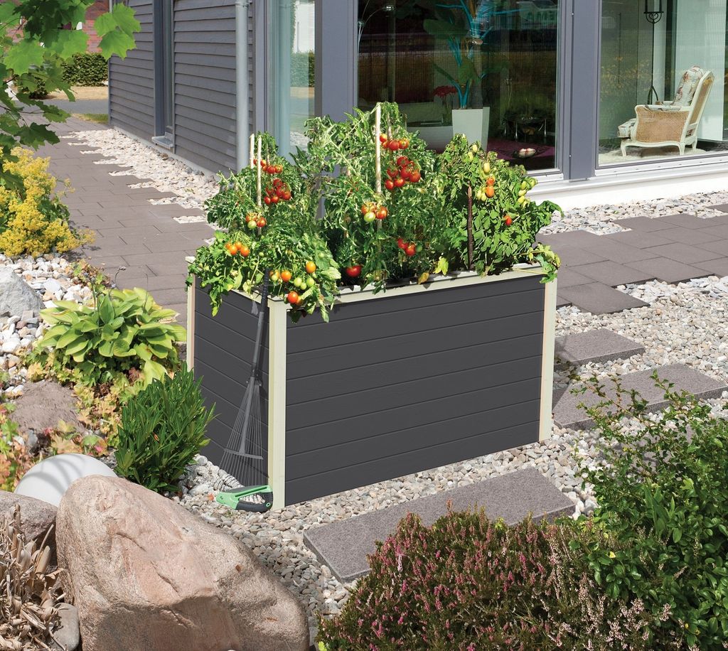Karibu Hochbeet terragrau 650x980x640 mm Hochbeet Pflanzkasten Frühbeet Gartenbeet