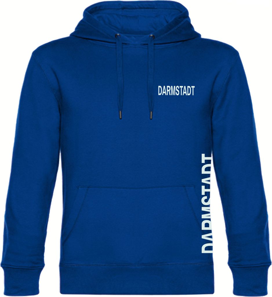 multifanshop Kapuzen Sweatshirt - Darmstadt - Brust & Seite, blau, Größe M