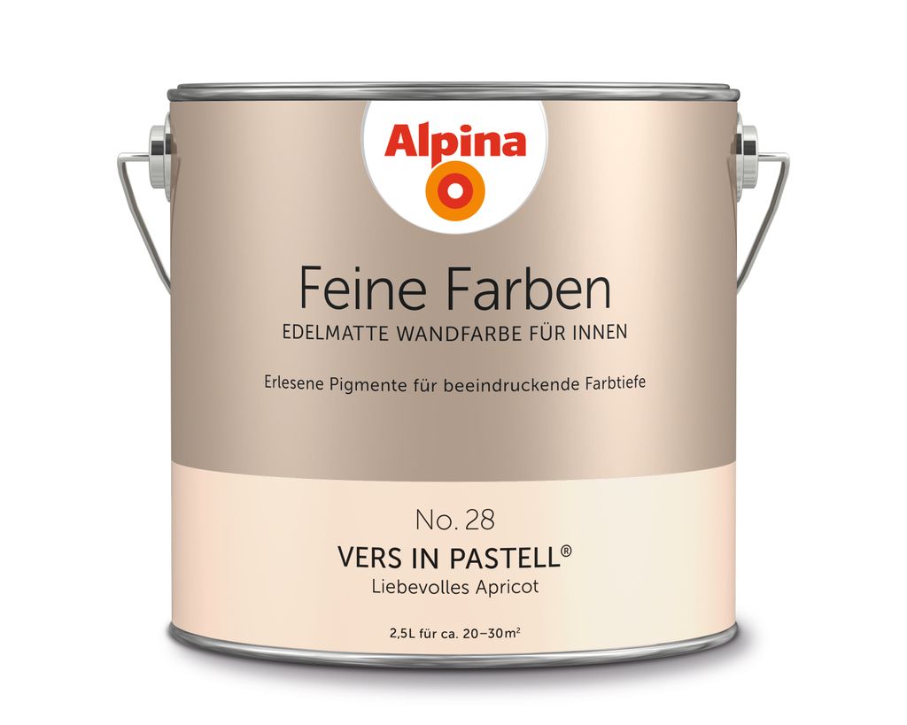 Alpina Feine Farben No. 28 Vers in Pastell edelmatt 2,5 Liter + Rührholz