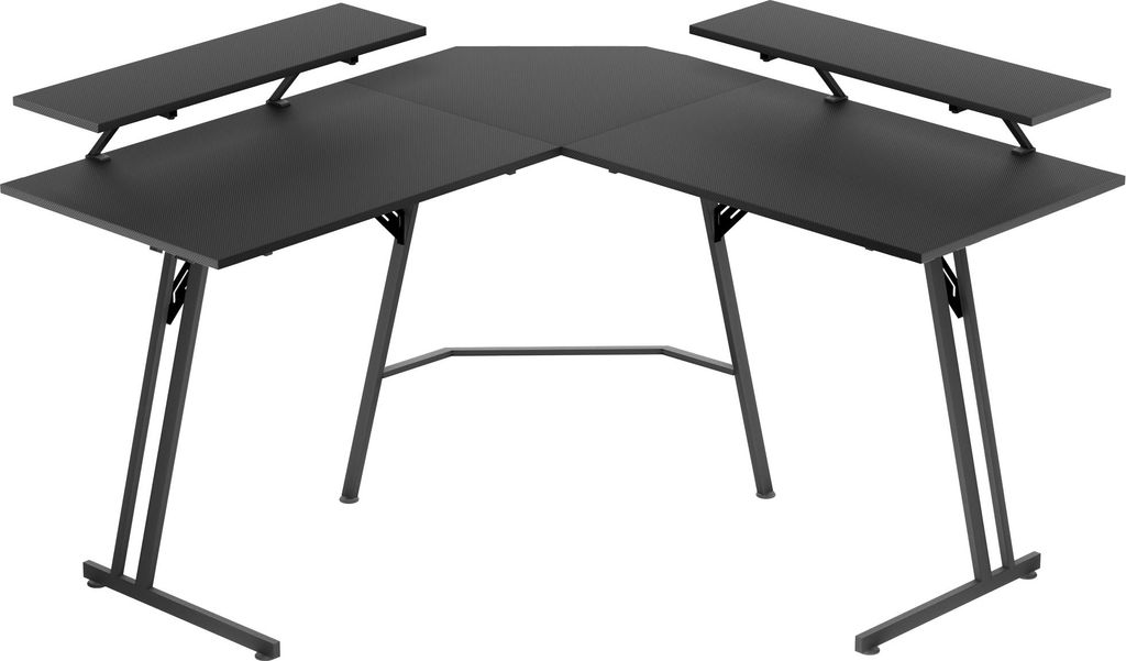 LARS360 L-förmiger Schreibtisch für Gamer, 140 cm Eckschreibtisch Computertisch mit Monitorständer, Bürotisch für PC, Gaming Tisch Schwarz