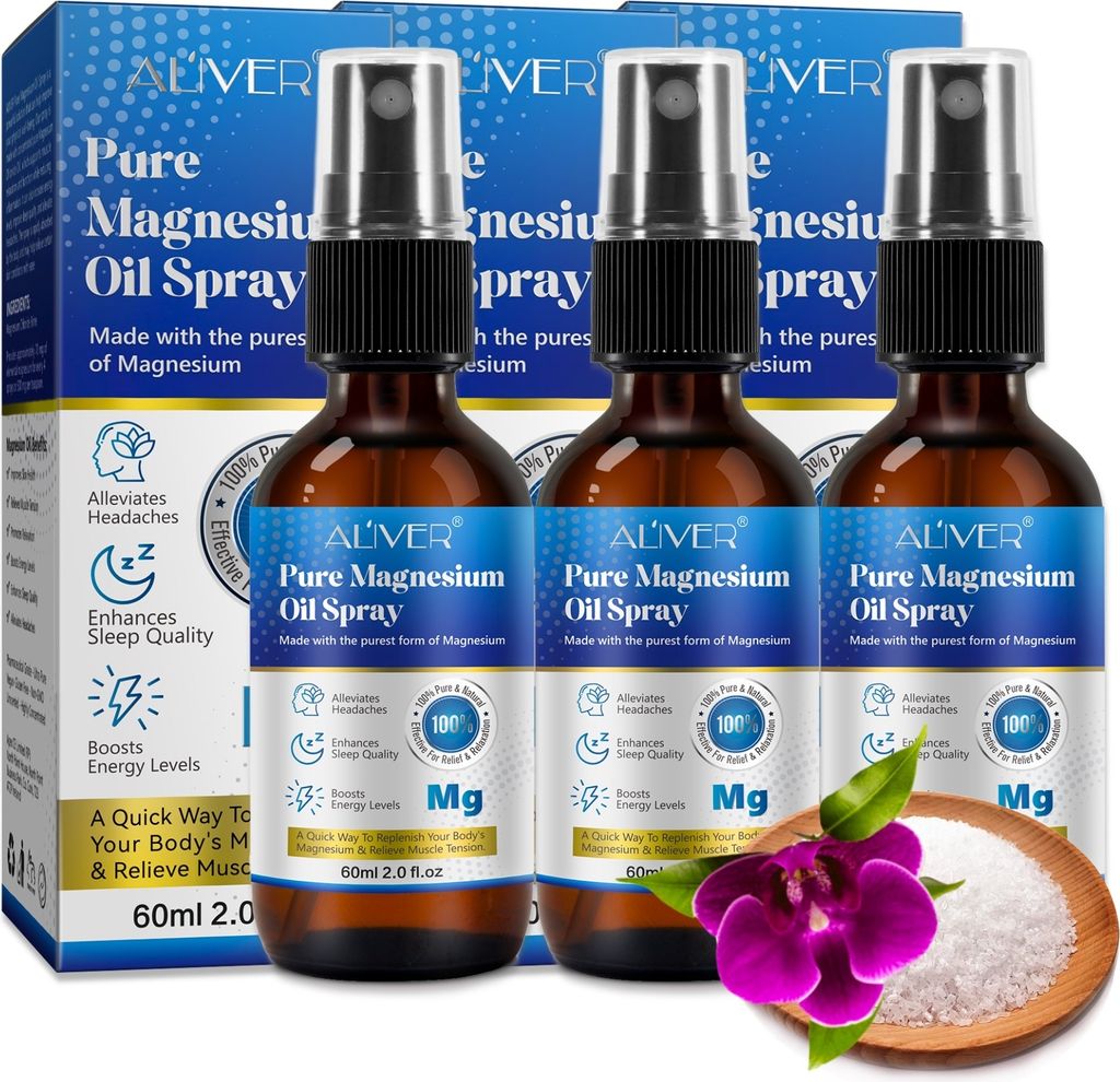 Magnesiumöl Magnesium reines Zechstein Öl Spray für Sport Muskel Entspannung, 3x 60ml