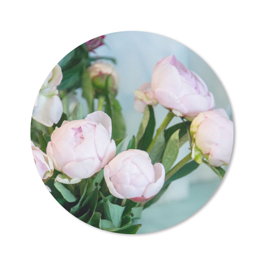 MuchoWow Mauspad Mousepad Knospen von rosa Pfingstrosen in einer Vase 20x20 cm - Mousepads - Maus Mat - Pad - Mausunterlage - Schreibtischmatte