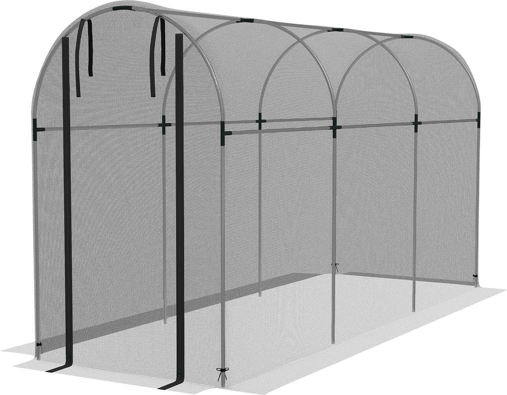 Vogelschutznetz, Pflanzenschutz, robust, Tür mit Reißverschluss, 120x360x188 cm, Schwarz/Silber