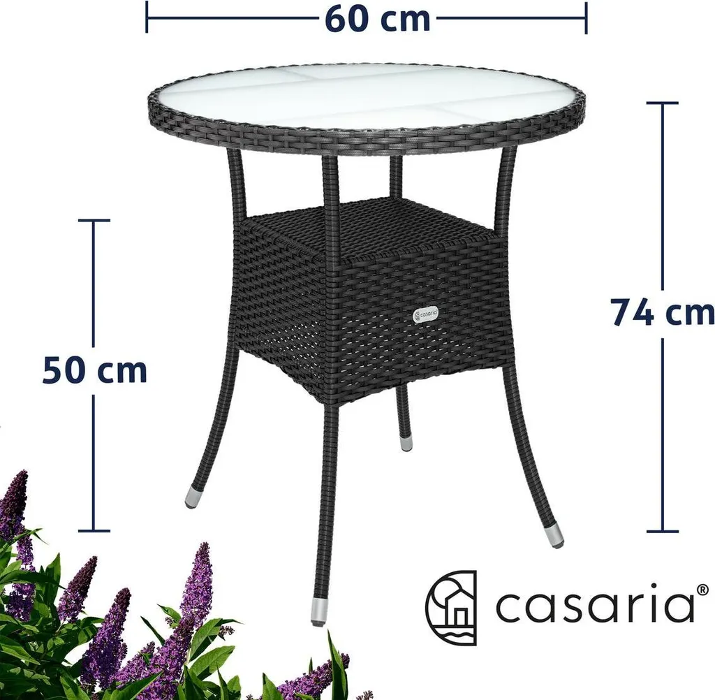 Table de balcon compacte pour petit espace extérieur noir rond 60cm - 6