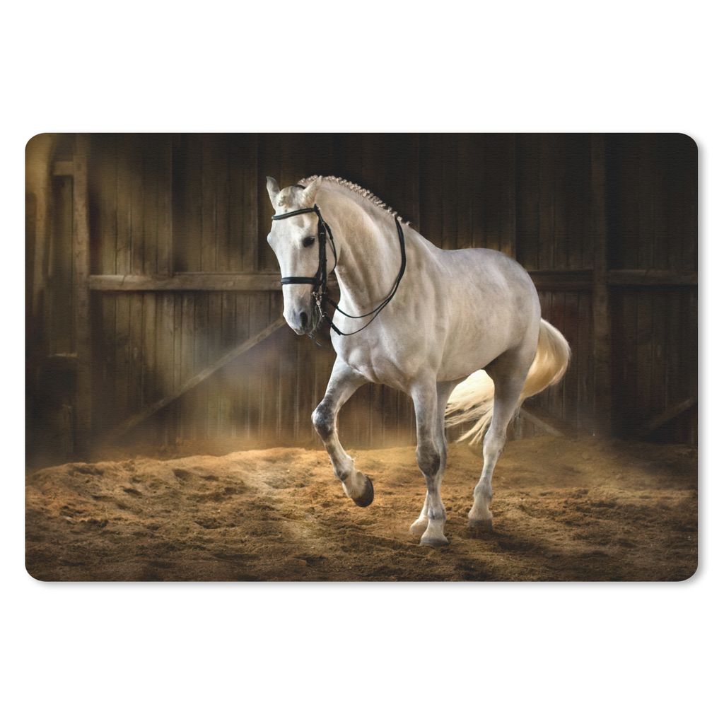MuchoWow Mauspad Mousepad Pferd - Licht - Heu - Stall 27x18 cm - Mousepads - Maus Mat - Pad - Mausunterlage - Büroartikel - Desk Matten