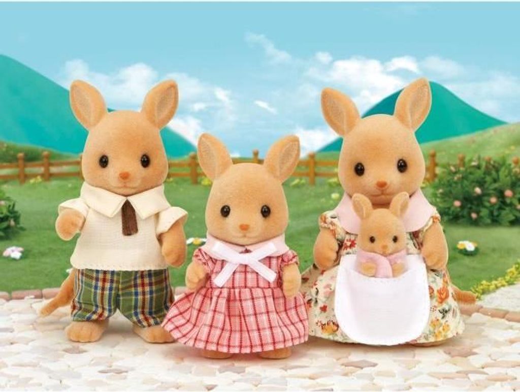 Sylvanian Families Känguru Familie, 4 Figuren Set, Mama Papa Sohn Tochter, Ab 3 Jahren