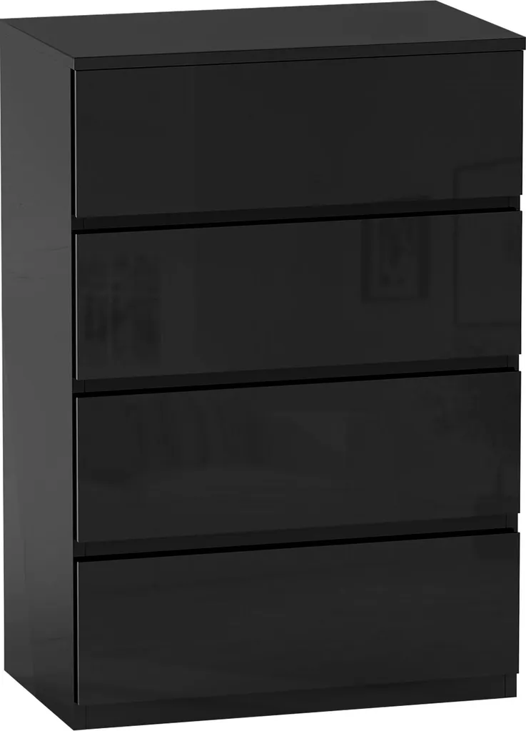 Commode pour chambre ou salon noire 4 tiroirs - Rangement polyvalent