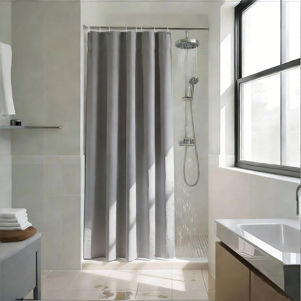 Duschvorhang 120 x 200 cm, Stoff, Textil, grau, schmal, Badezimmerduschvorhang, wasserabweisend, maschinenwaschbar, Breite 120 x Höhe 200 cm