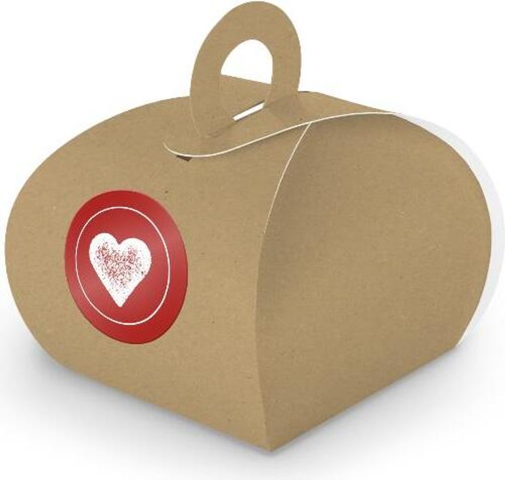 SET HERZ (Motiv37) 24x Geschenkschachtel mit Griff braun + Sticker
