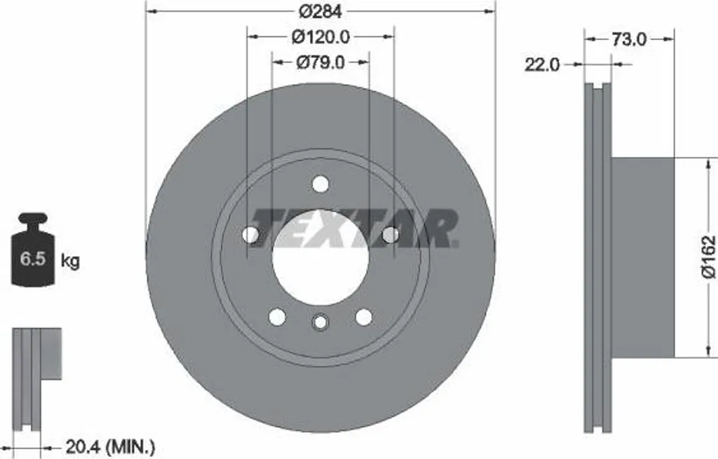 Disque de frein TEXTAR 92238403 pour BMW Série 1 F20 et Série 2 F22