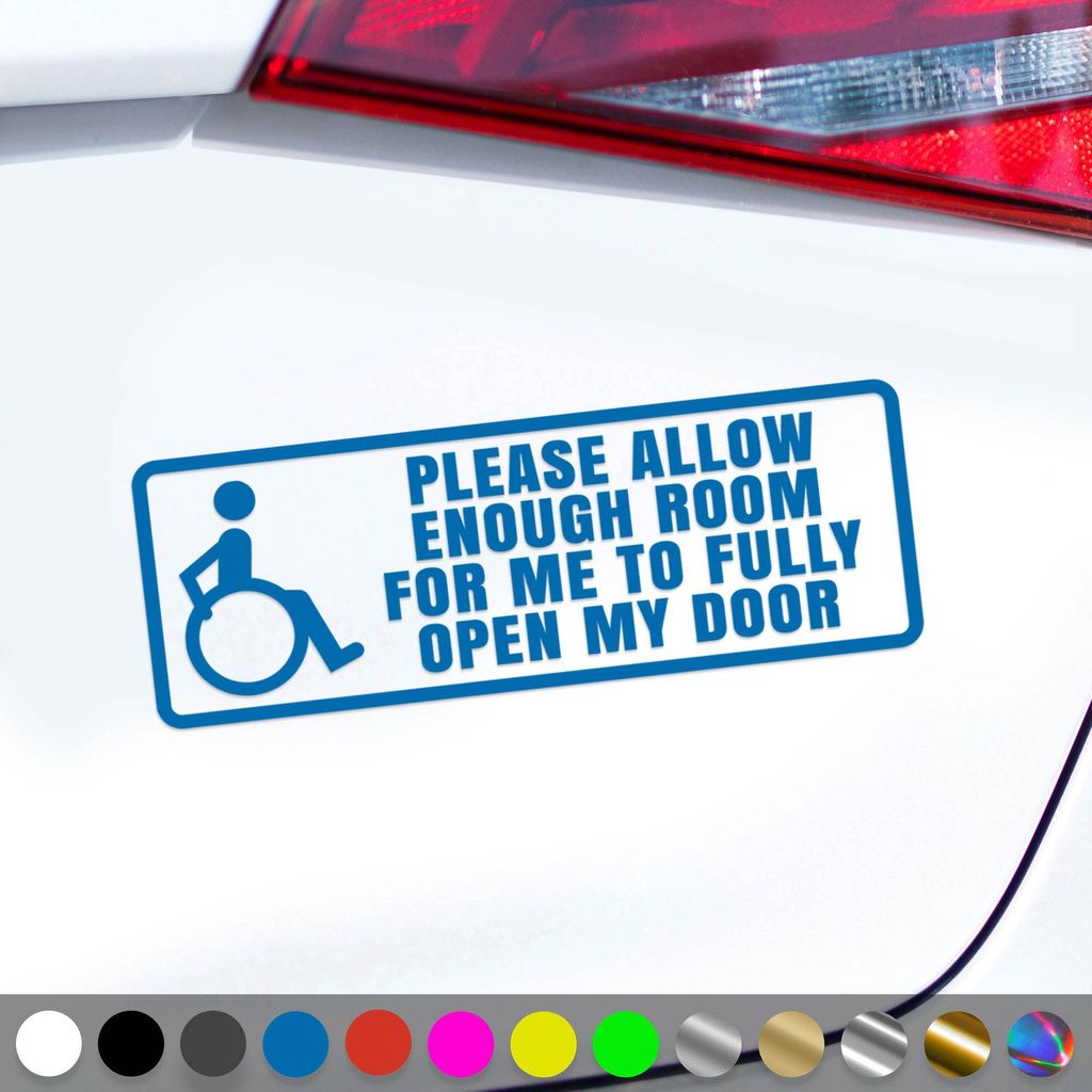PantherPixel Rollstuhl Aufkleber Rollstuhlfahrer Behindert Rampe Sticker Auto Geschenkidee Farbe Blau