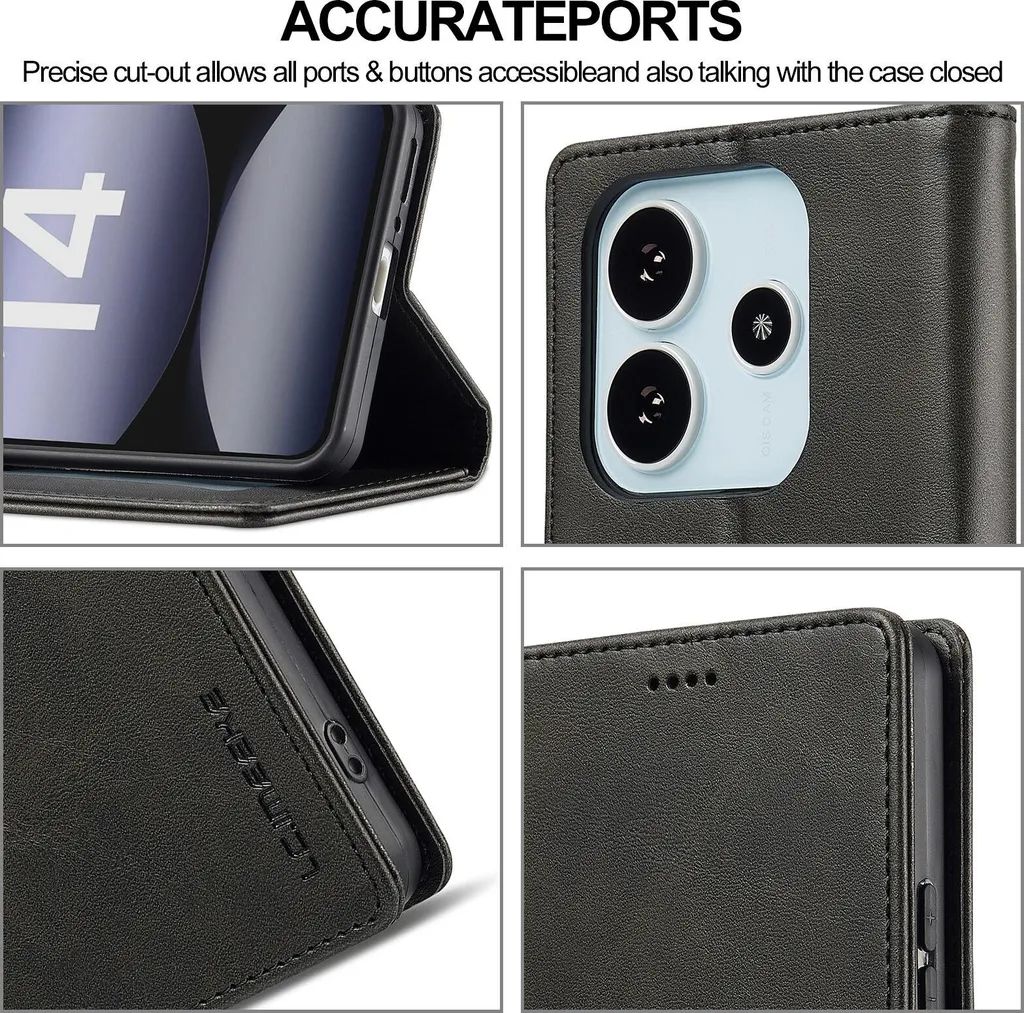 Custodia Xiaomi Redmi Note 14 4G Antiurto: Flip Pelle e Magnete - 3