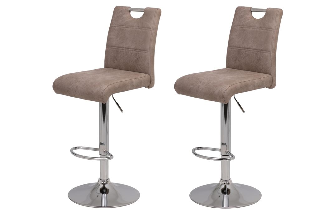 2er Set Barhocker Miranda - Microfaser Beige - Produktbild
