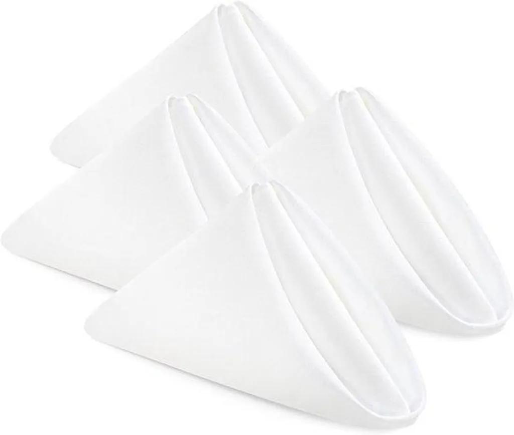 Serviettes de table blanches 43x43 en polyester lavables lot de 12