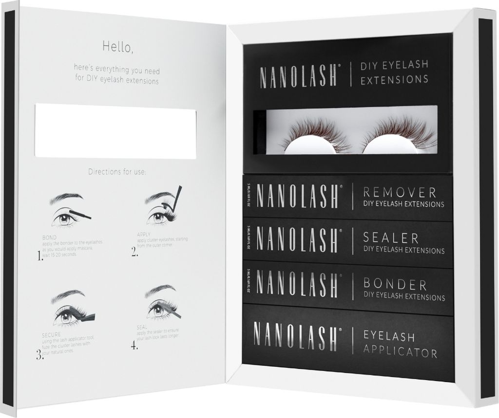 Set zur braune cluster wimpern zur DIY Wimpernverlängerung zu Hause Nanolash CLASSY