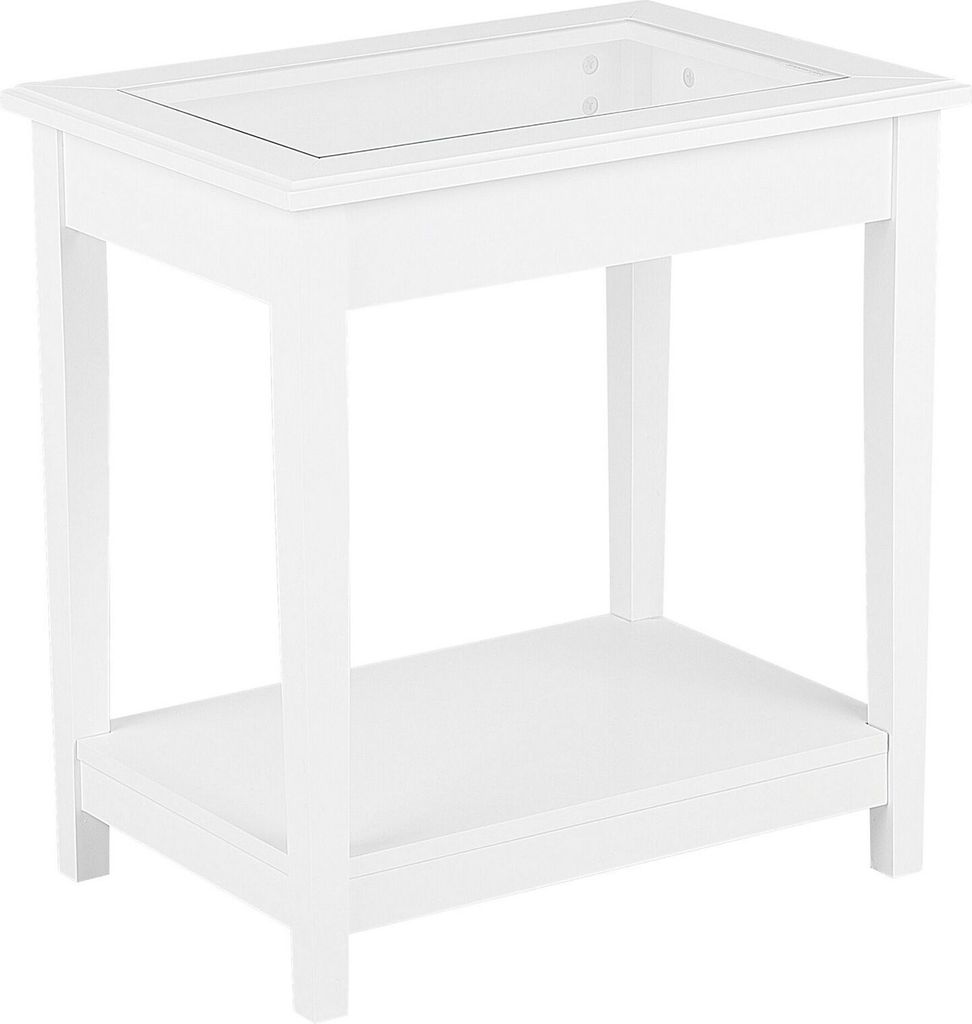 BELIANI Beistelltisch Weiß Glas MDF Platte 40 x 57 cm Produktbild 