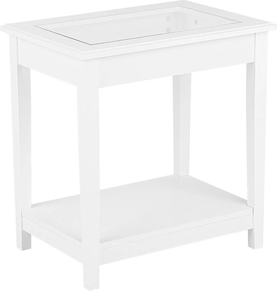 Table d'Appoint Salon et Chambre Blanche Design Rustique 60 x 57 cm