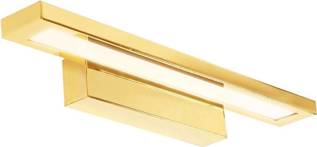 A gold-colored LED wall light.
