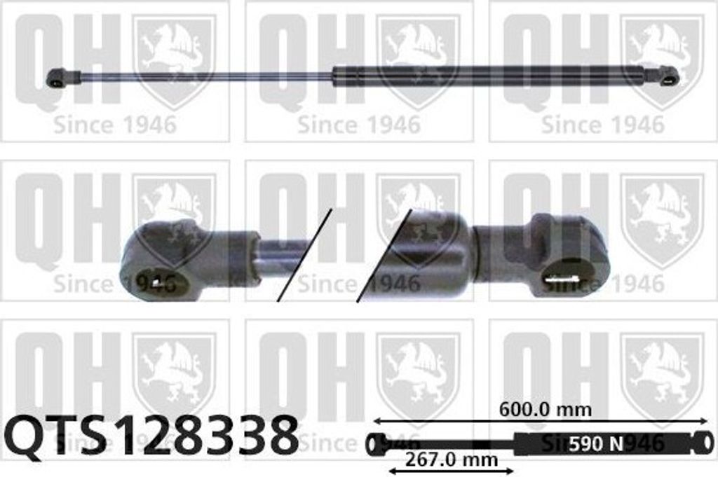 QUINTON HAZELL QTS128338 Gasfeder Heckklappendämpfer für CITROËN Xantia Schrägheck (X1, X2) 600mm