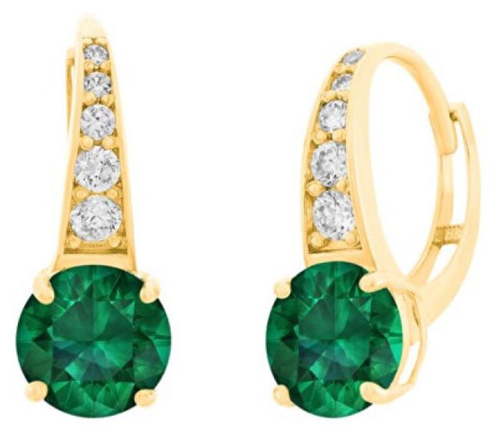 Gold plated earrings with clear and green zircons SVLE0974XH2GZ00