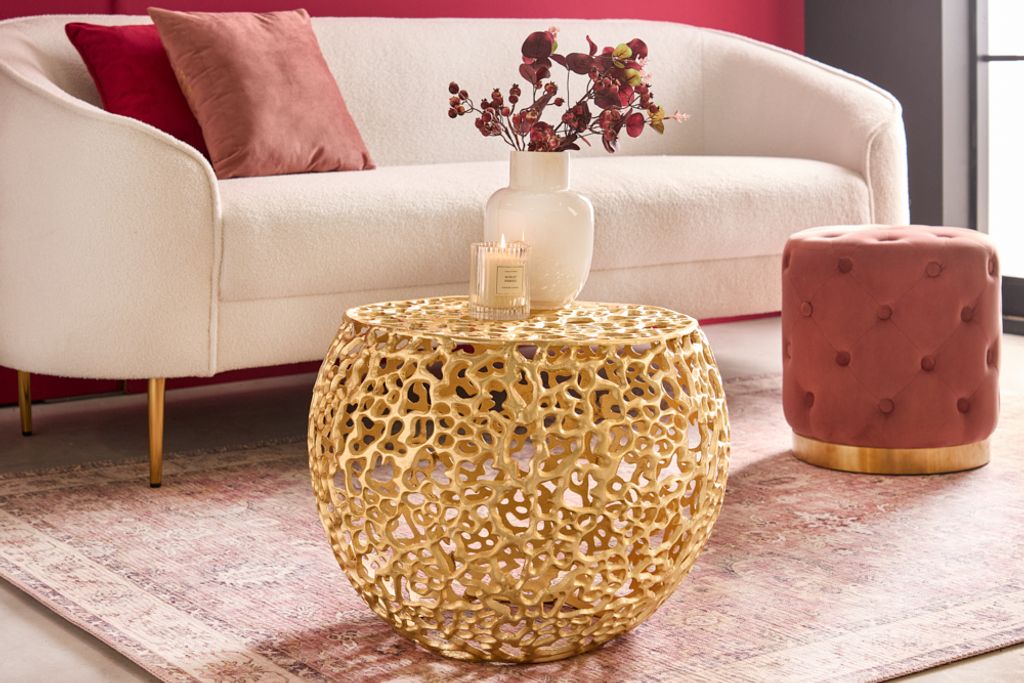 riess-ambiente Couchtisch ABSTRACT LEAF 50cm gold Metall