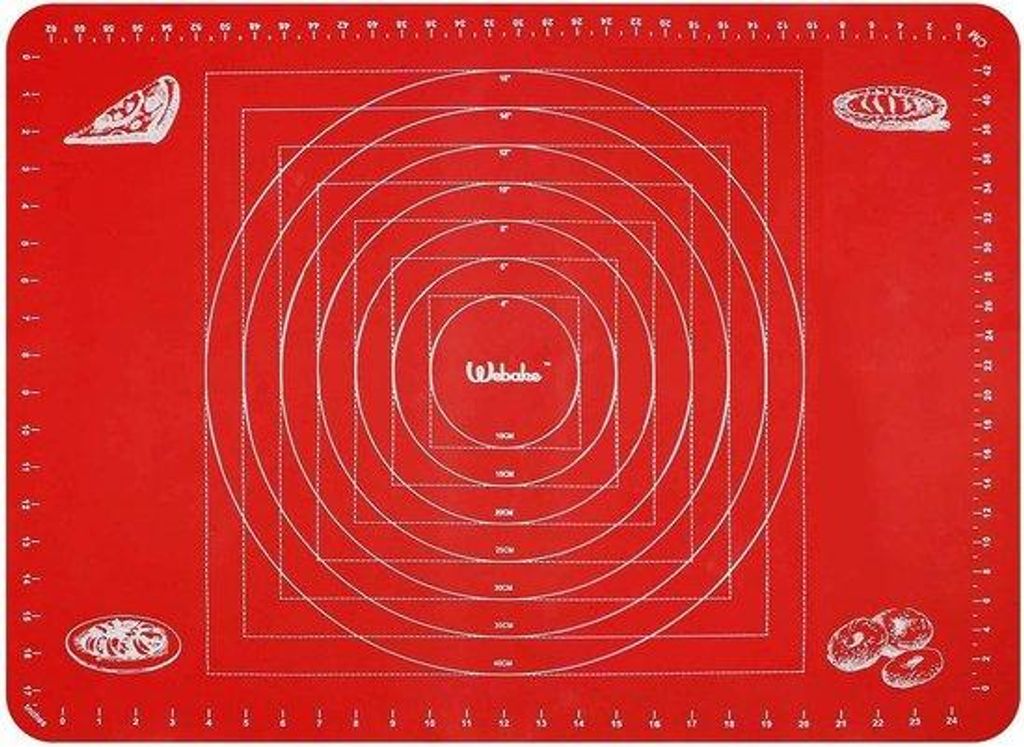 Silikonische Backmatte groß 70 x 50 cm Backunterlage Antihaftbeschichtung Teigmat Ausrollmat für Fondant, rot