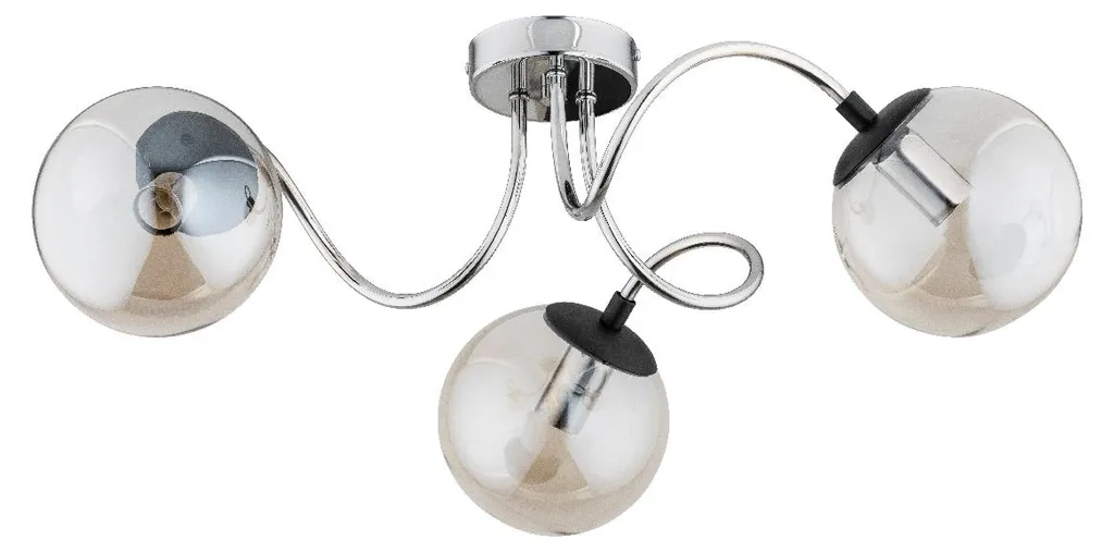 Suspension de plafond pour grand salon DEXA 3 lumières métal argent