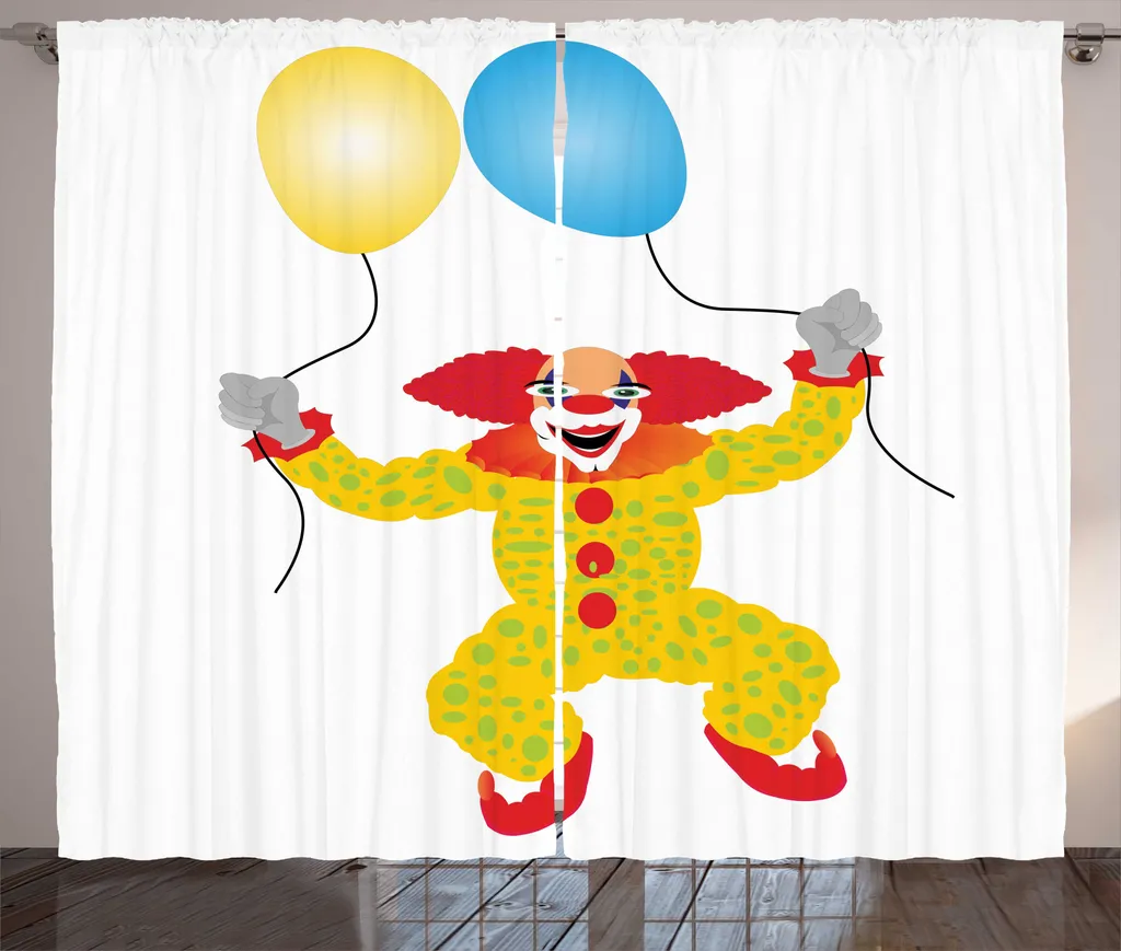 Décoration chambre enfant rideau clown joyeux grand format 280 x 225 cm