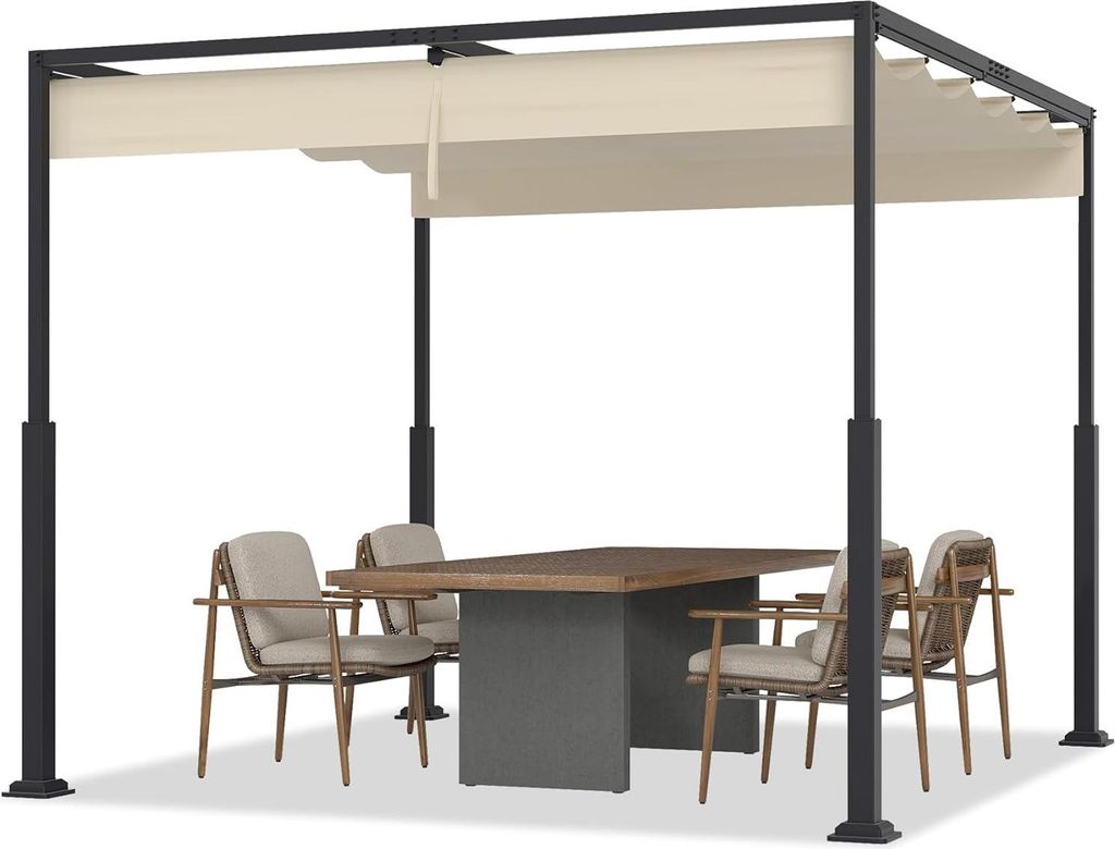 YUENFONG Pergola Gartenlauben 3x3m Gartenpavillon Terrassenüberdachung Pavillon Partyzelt Metall Wasserdicht Stabil Gartenzelt für Terrasse, Gart...