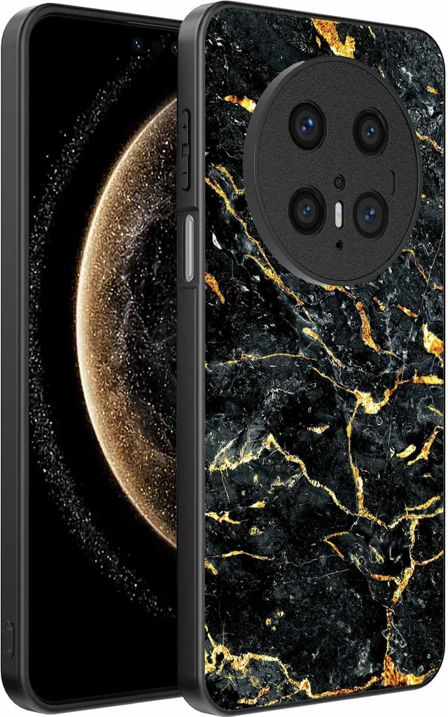 Custodia per Huawei Mate 70 con stampa marmo oro nero - Custodia backcover in TPU con design marmo oro nero - Oro nero - Smartphonica